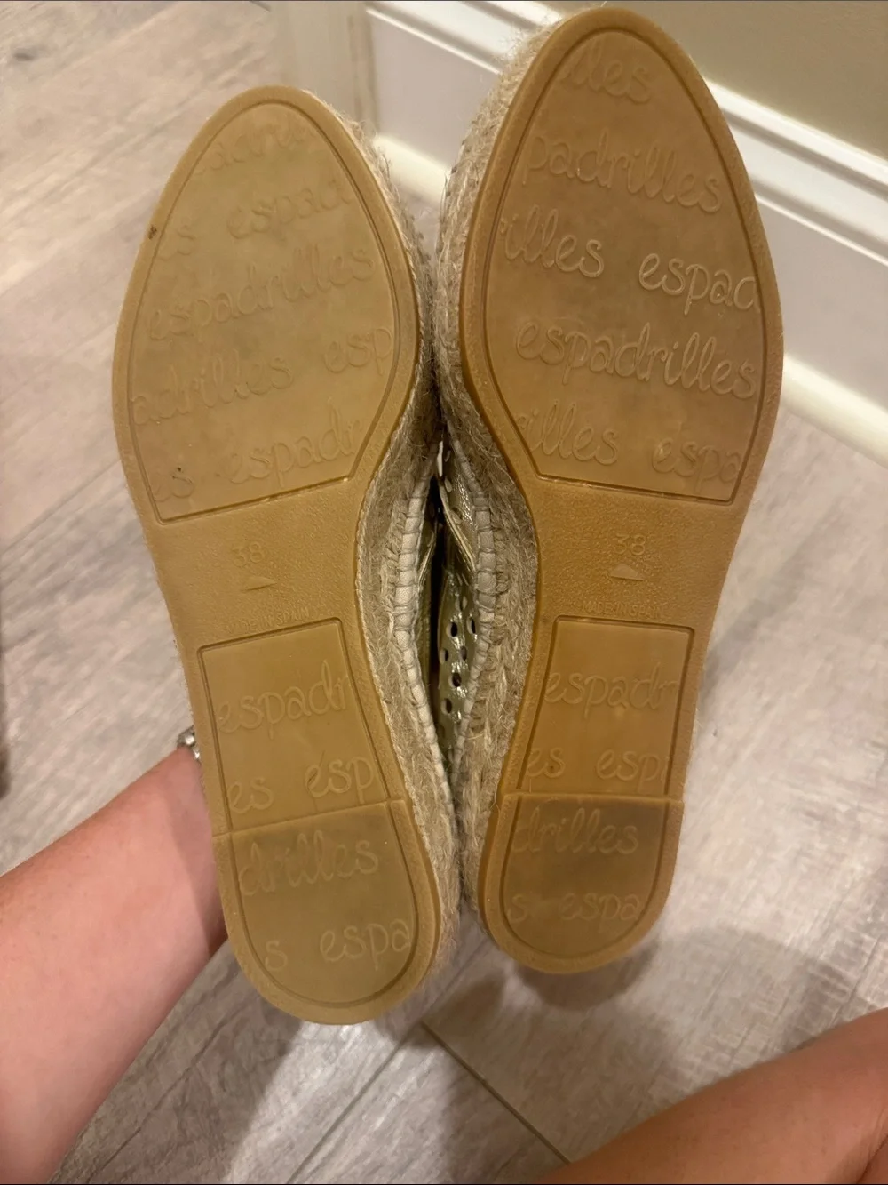 Loeffler Randall Metallic Gold Perforated Espadrille Slip-On